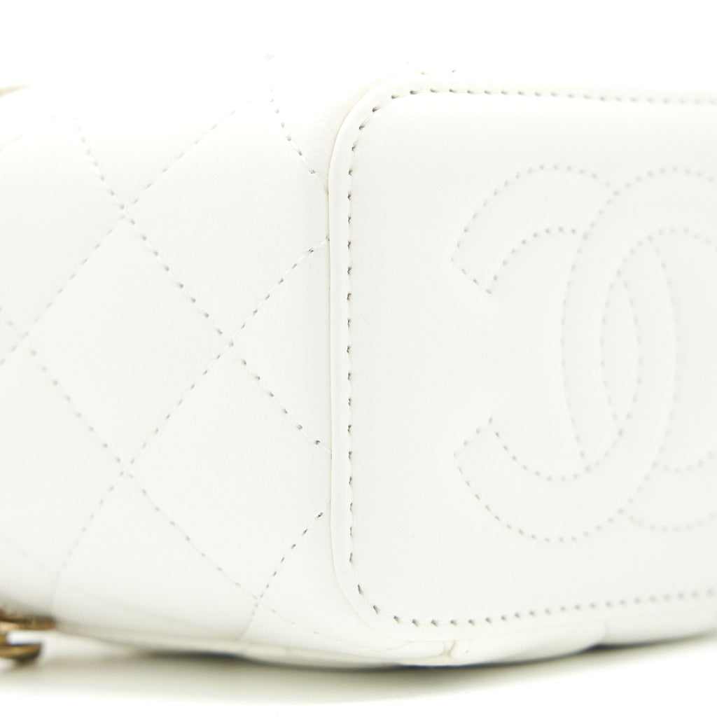 Chanel 23C Pearl Crush Mini Vanity with Chain Lambskin White L (Microchip)