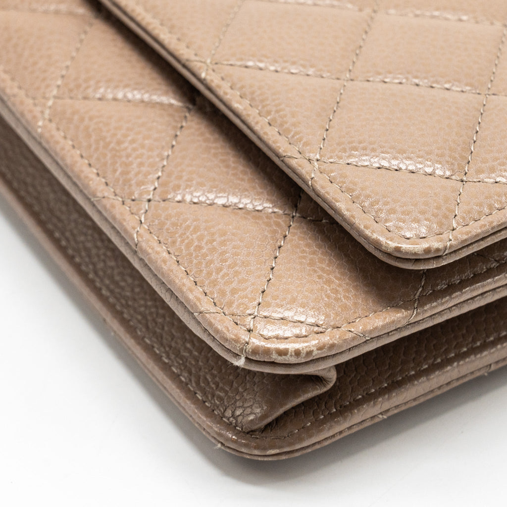Chanel Classic Wallet on Chain caviar dark beige