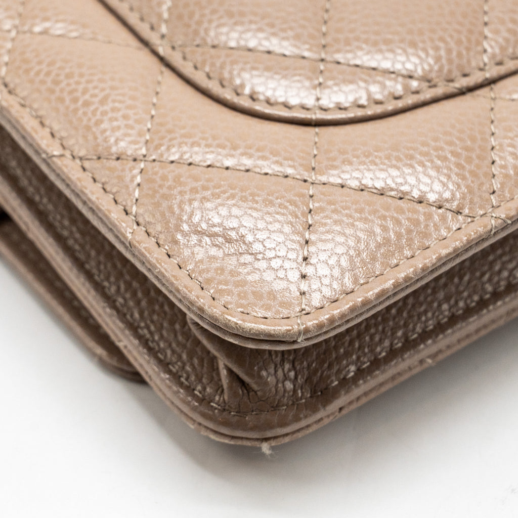Chanel Classic Wallet on Chain caviar dark beige