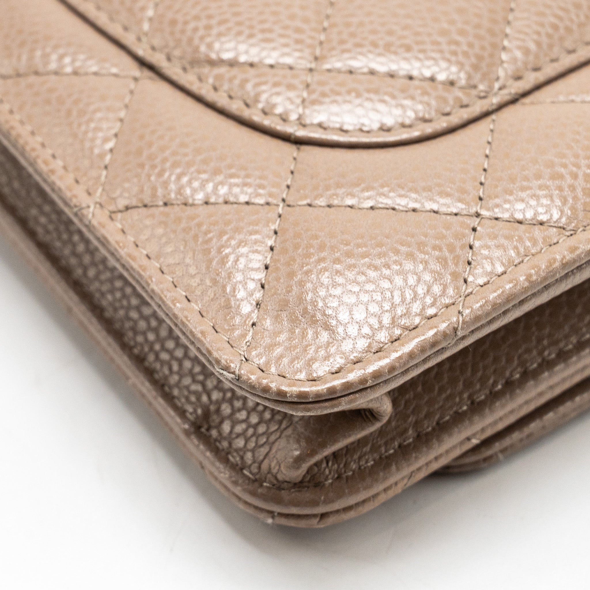 Chanel Classic Wallet on Chain caviar dark beige