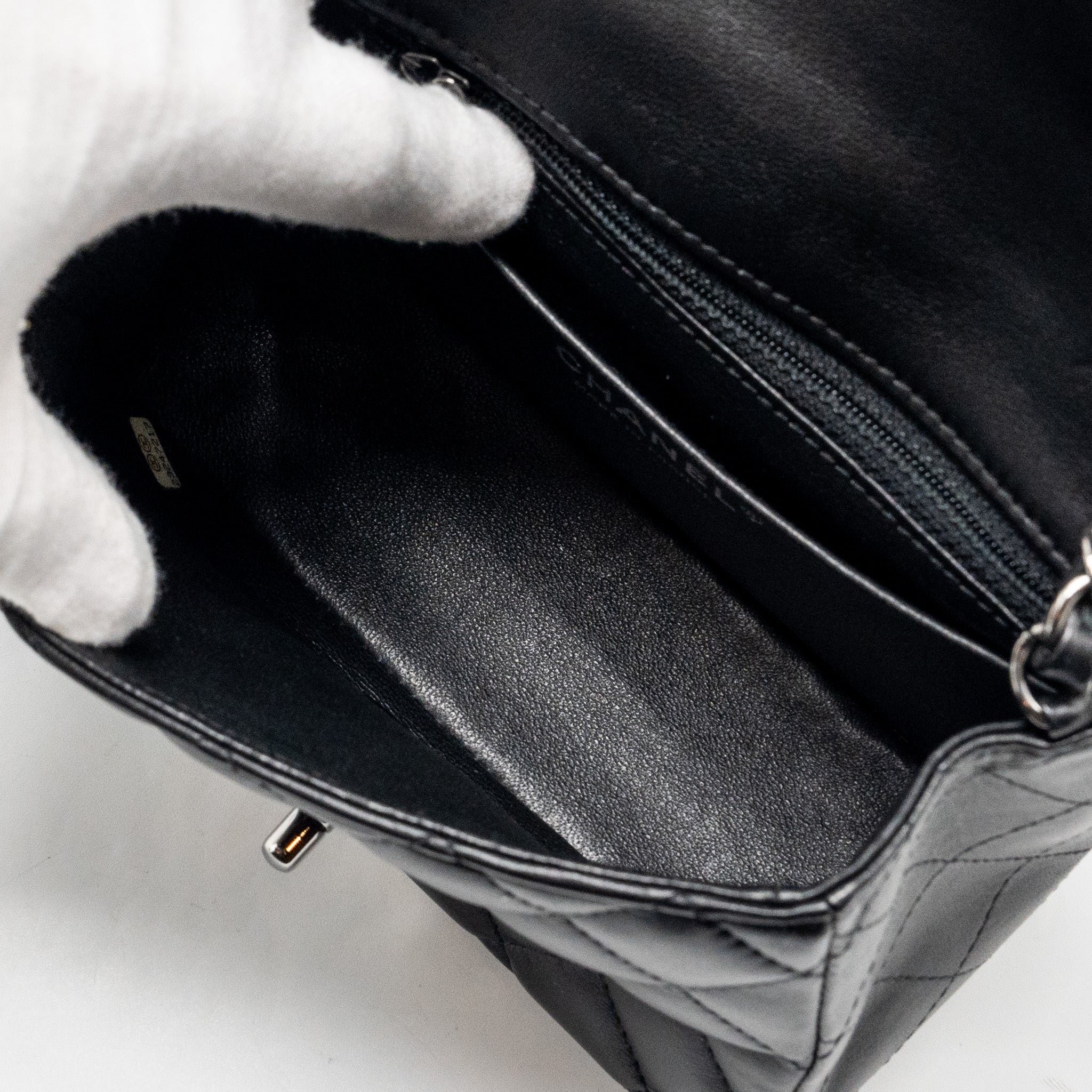 Chanel mini square Flap bag lambskin black