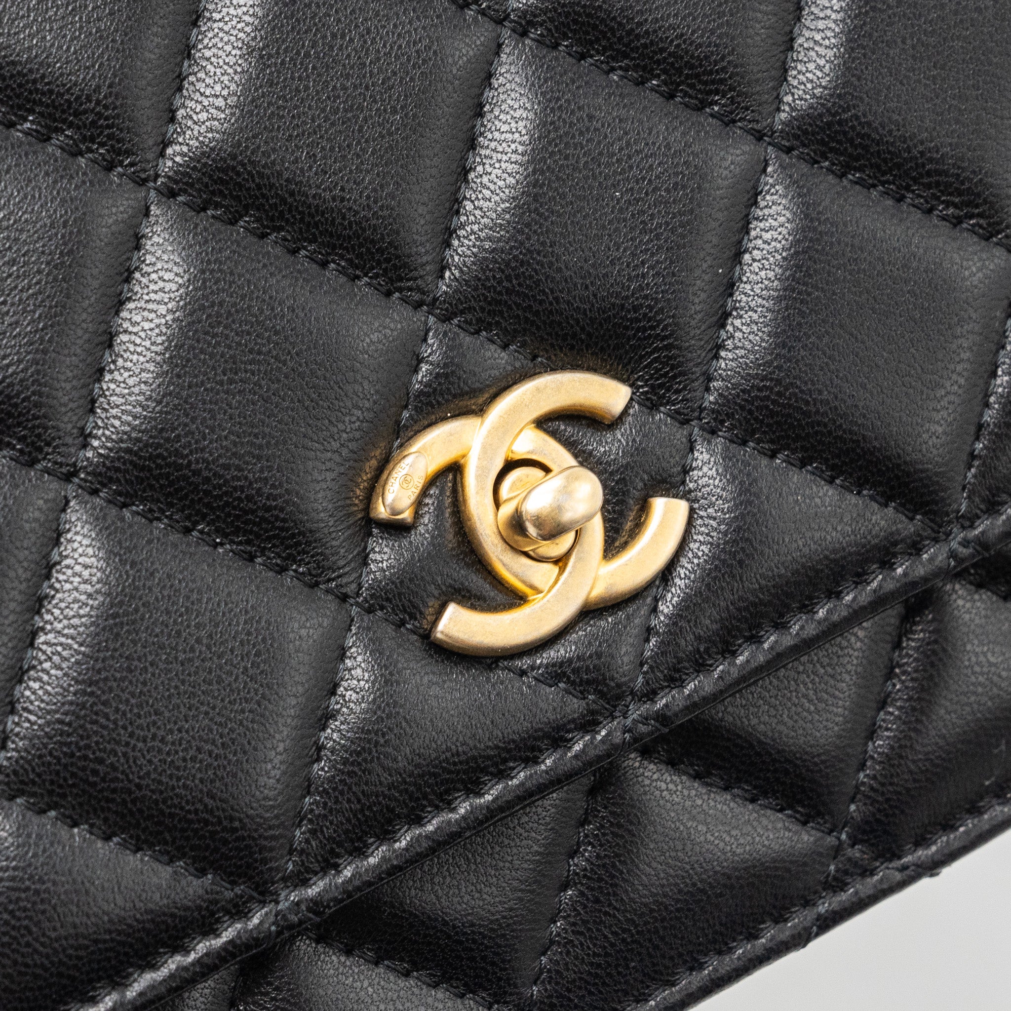 Chanel Pearl Crush Wallet On Chain Lambskin Black