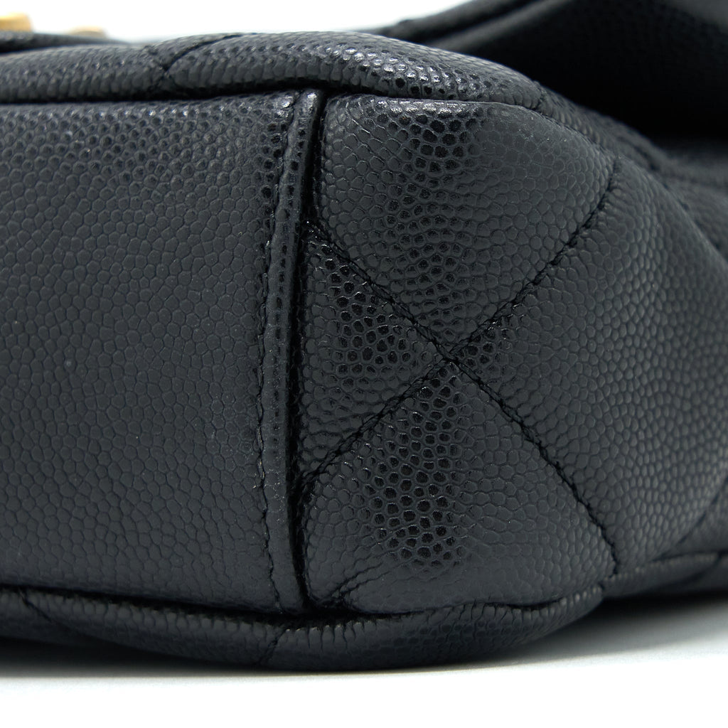 Chanel 22A Square Flap Bag Caviar Black  (Microchip)