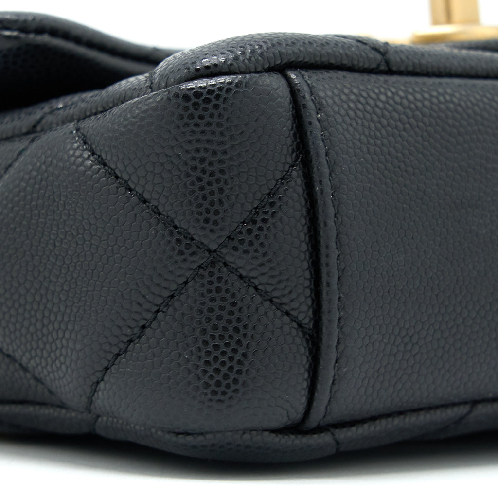 Chanel 22A Square Flap Bag Caviar Black  (Microchip)