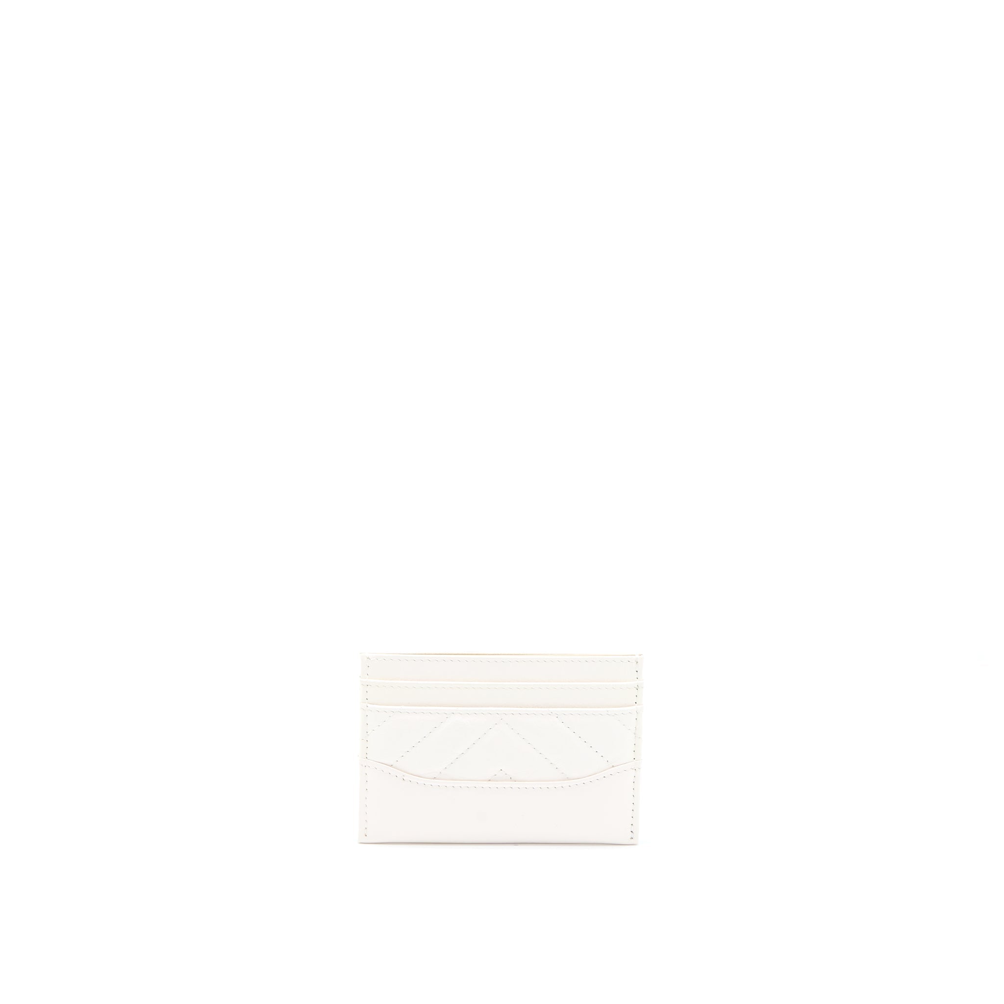 Chanel Chevron Card Holder Calfskin White