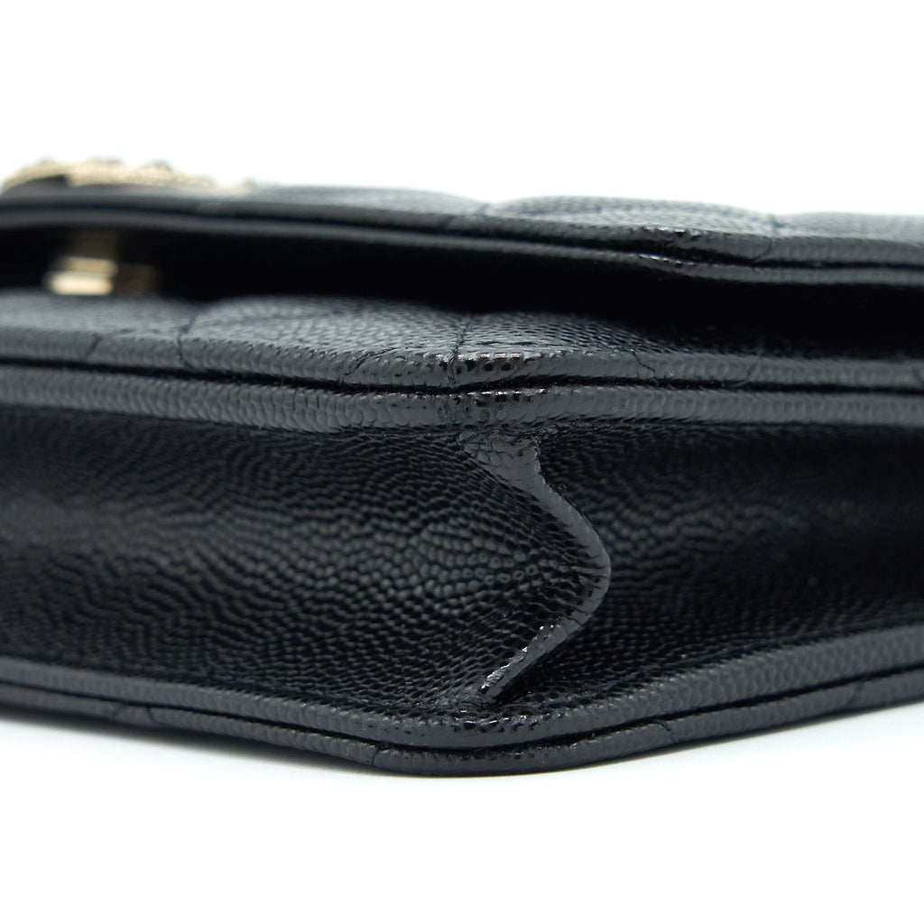 Chanel 22S Detailed CC Logo Wallet On Chain Caviar Black L