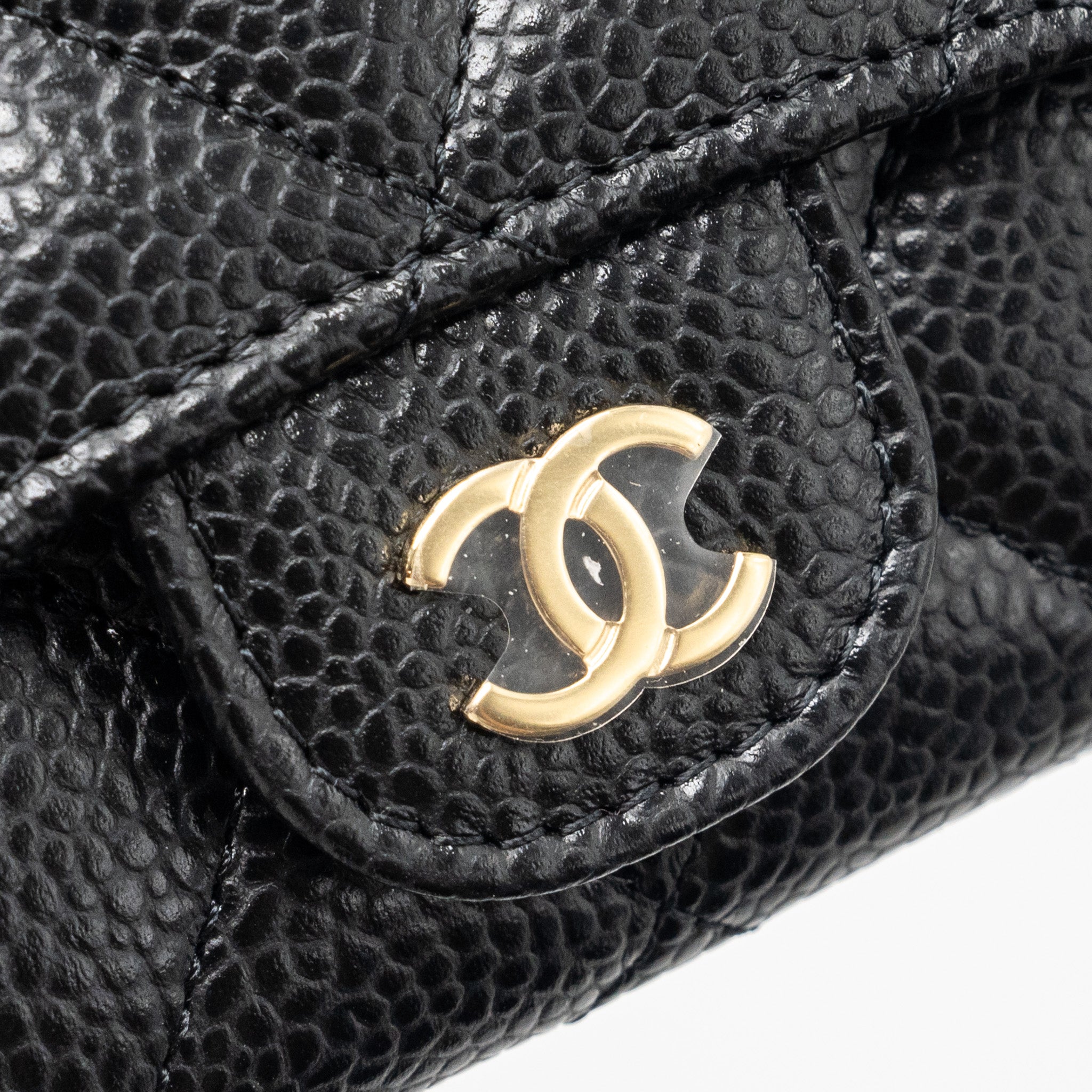 Chanel classic flap card holder caviar black  (microchip)
