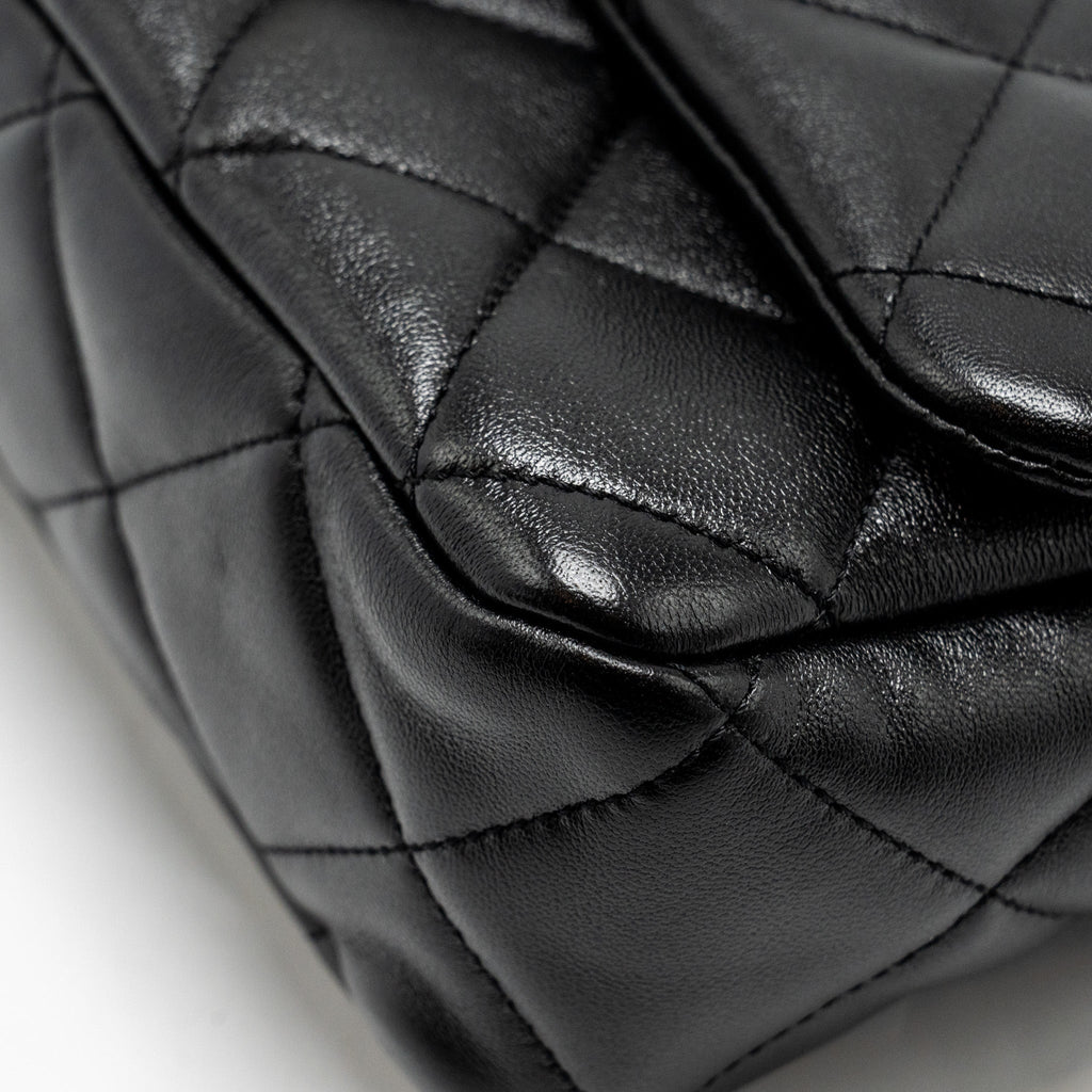 Chanel Giant Chain Quilted large flap bag lambskin black  (microchip)