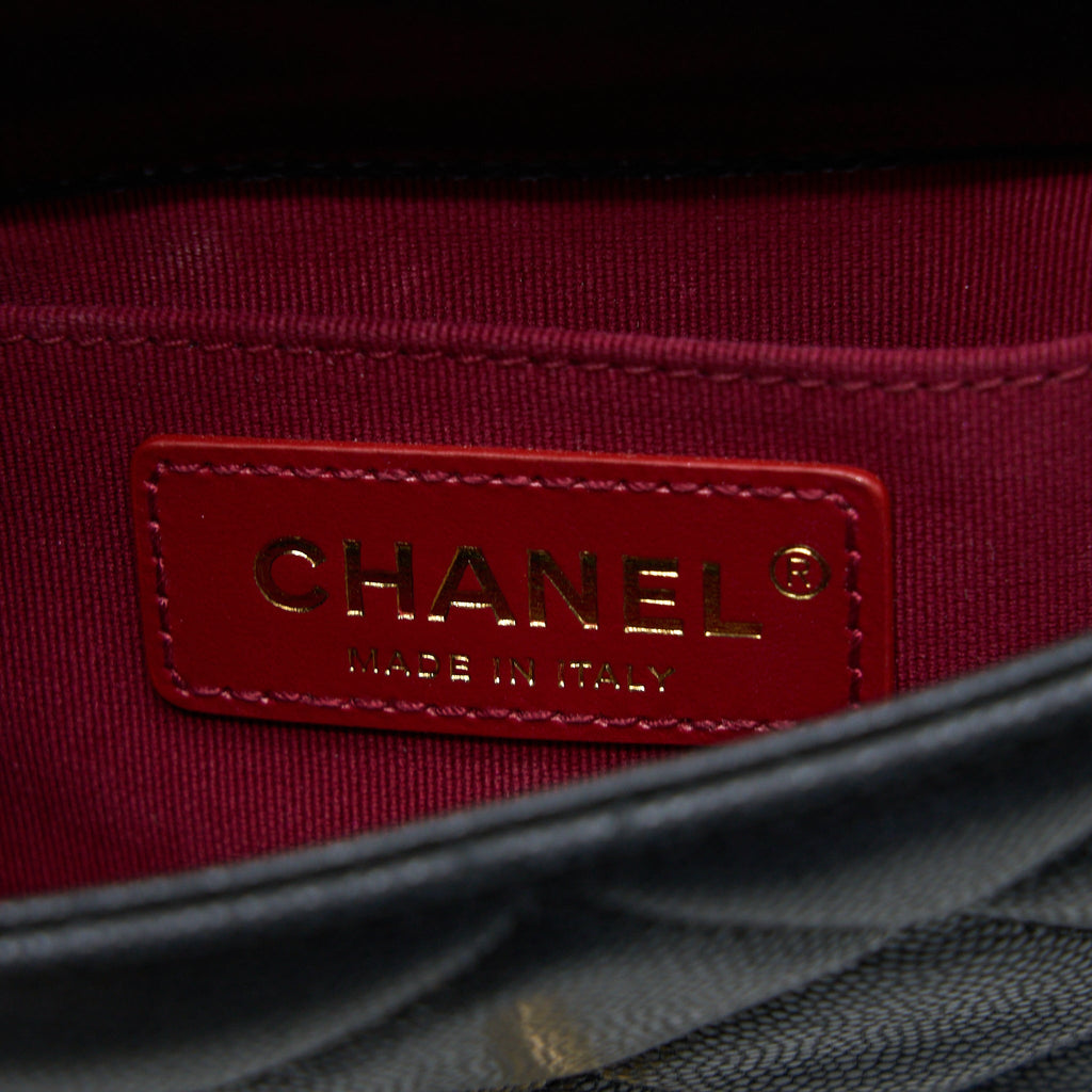 Chanel 22A Square Flap Bag Caviar Black  (Microchip)