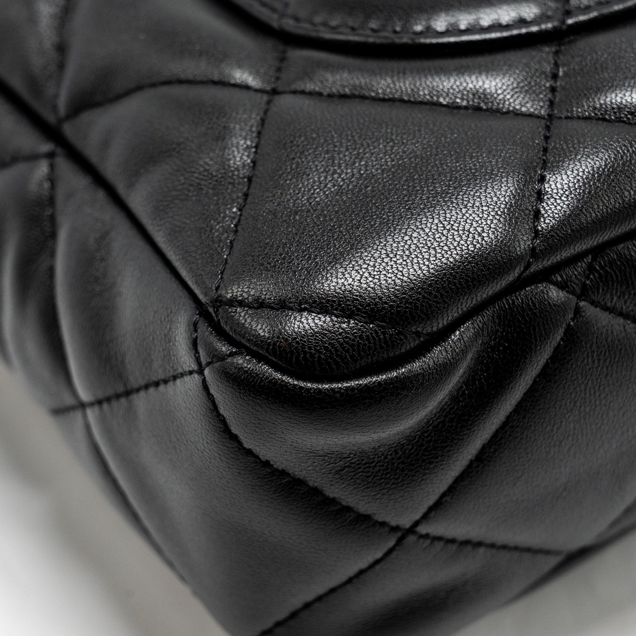 Chanel Giant Chain Quilted large flap bag lambskin black  (microchip)