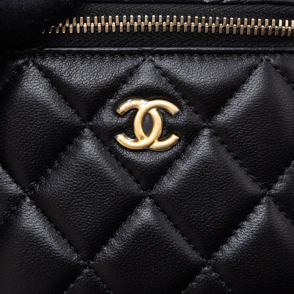 Chanel Pearl Crush Mini Vanity with Chain Lambskin Black Brushed  (Microchip)