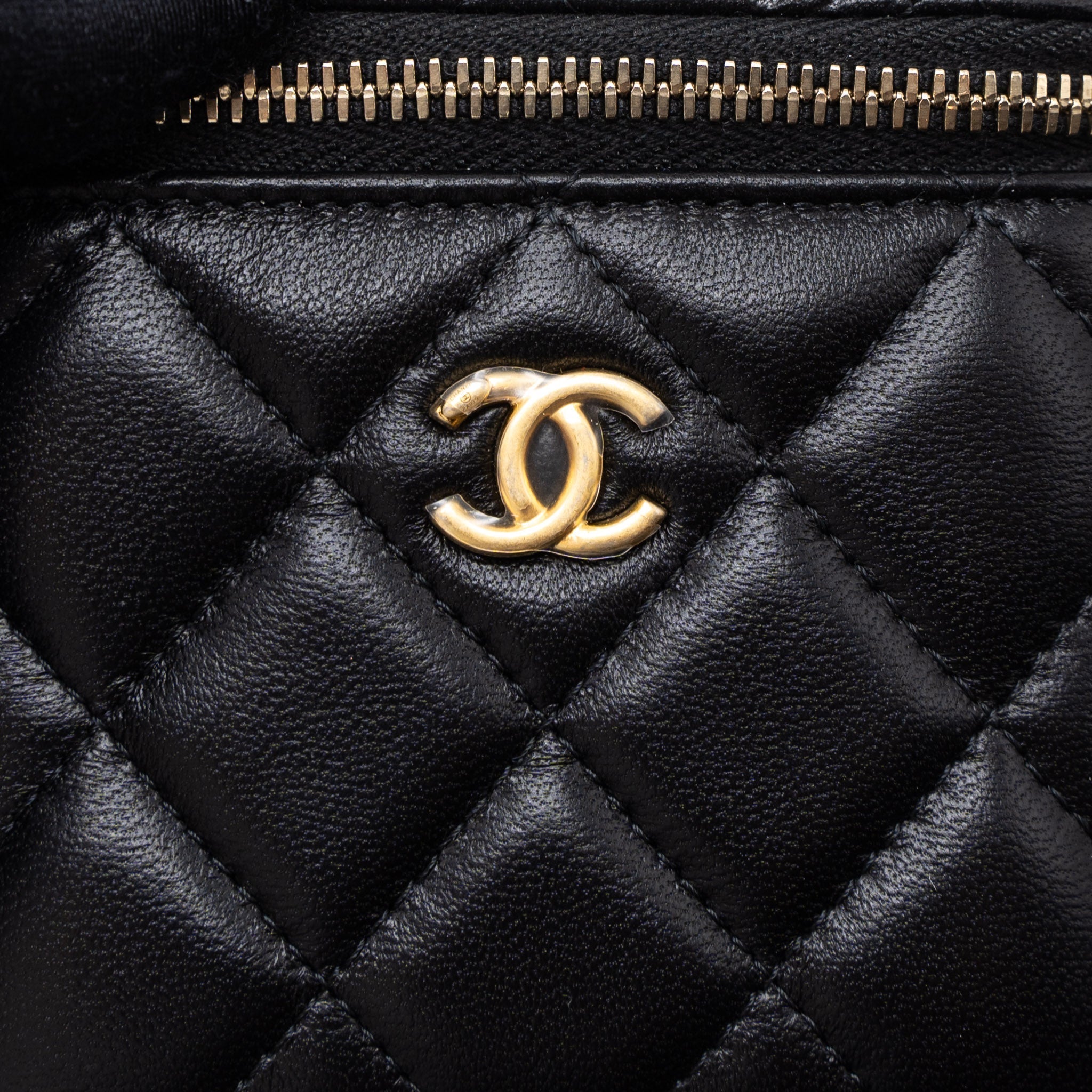 Chanel Pearl Crush Mini Vanity with Chain Lambskin Black Brushed  (Microchip)