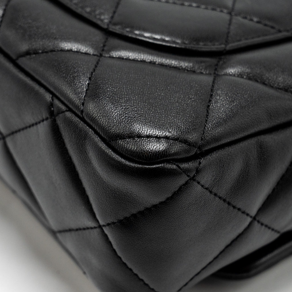 Chanel Giant Chain Quilted large flap bag lambskin black  (microchip)