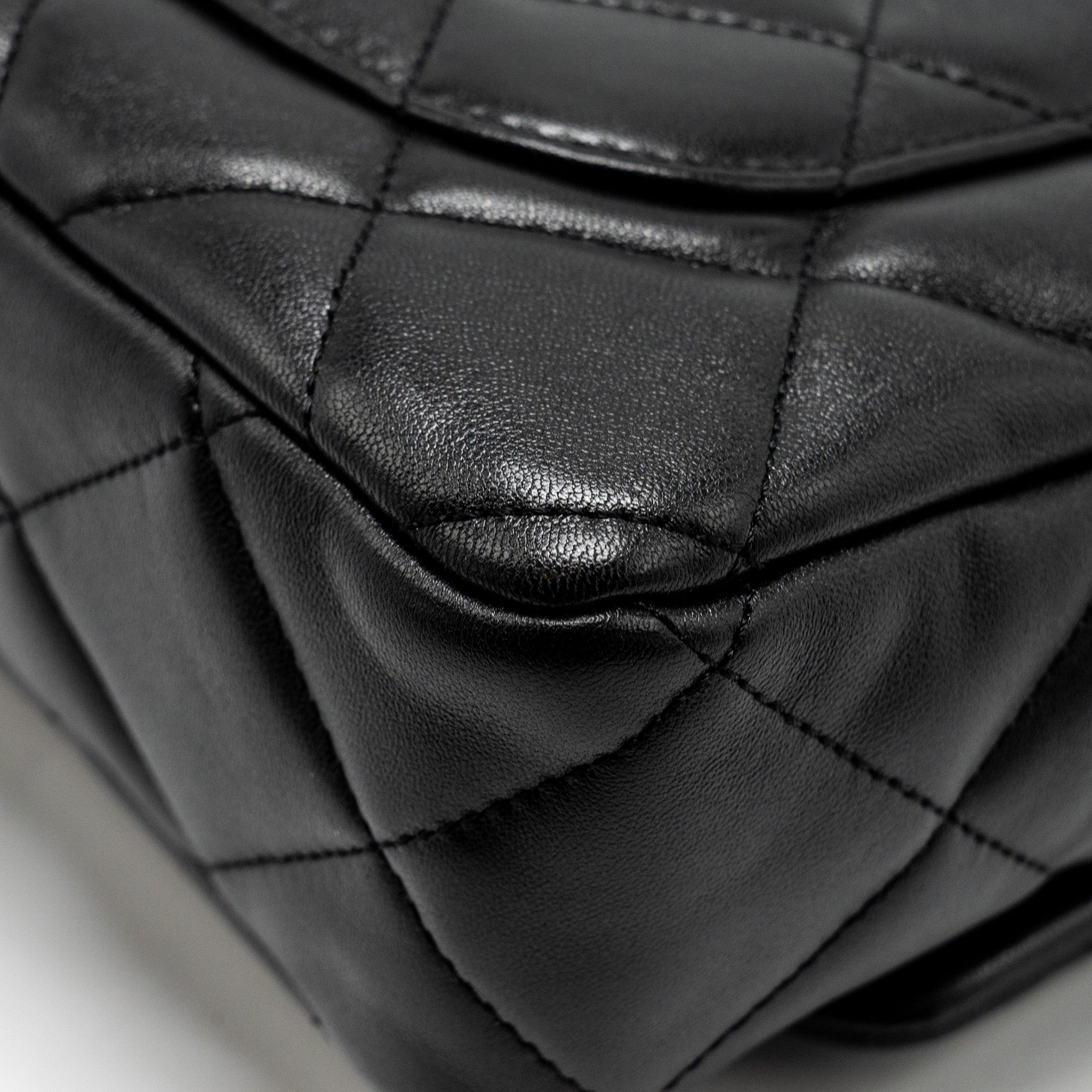 Chanel Giant Chain Quilted large flap bag lambskin black  (microchip)