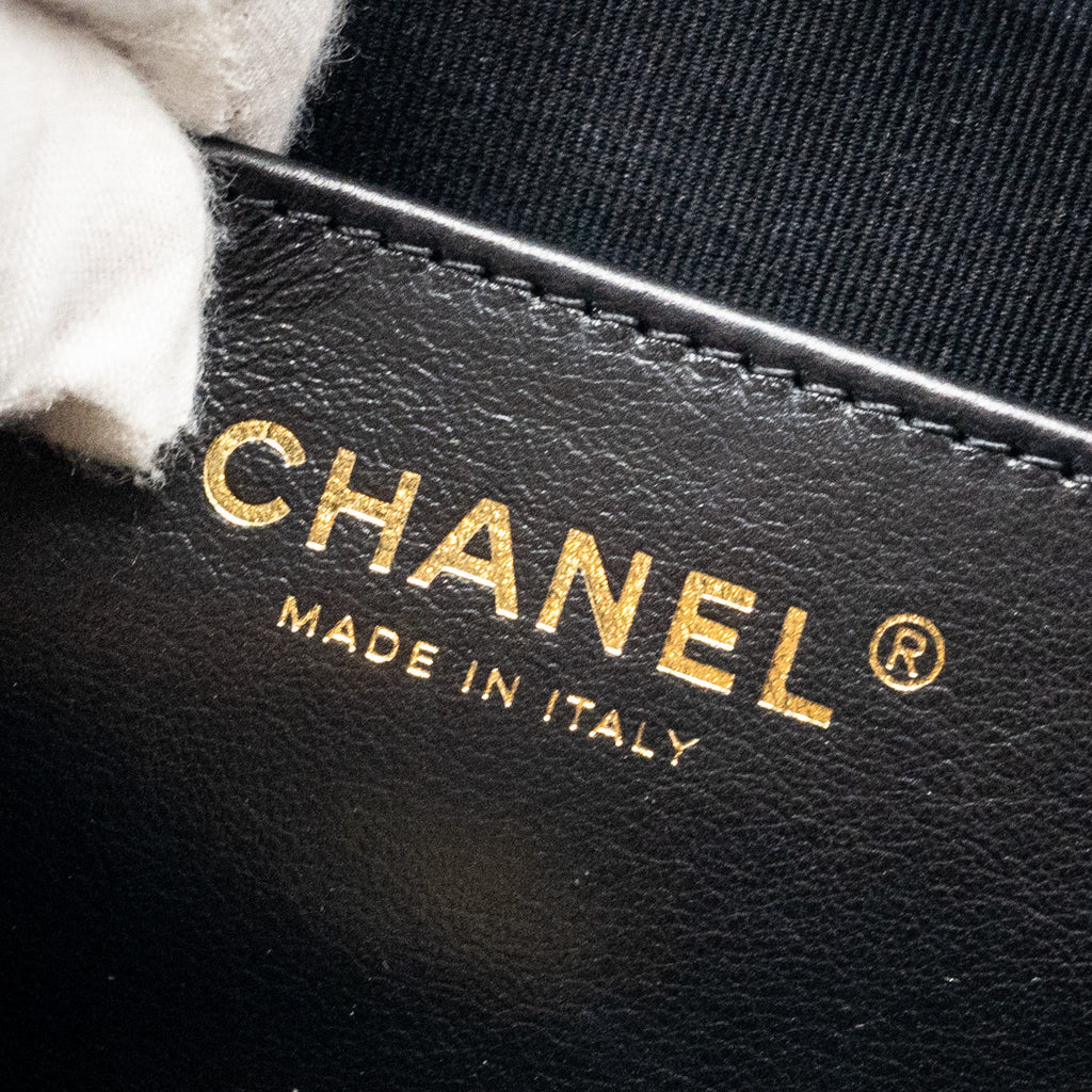 Chanel 23k Hobo Shoulder Bag Calfskin Black  (microchip)