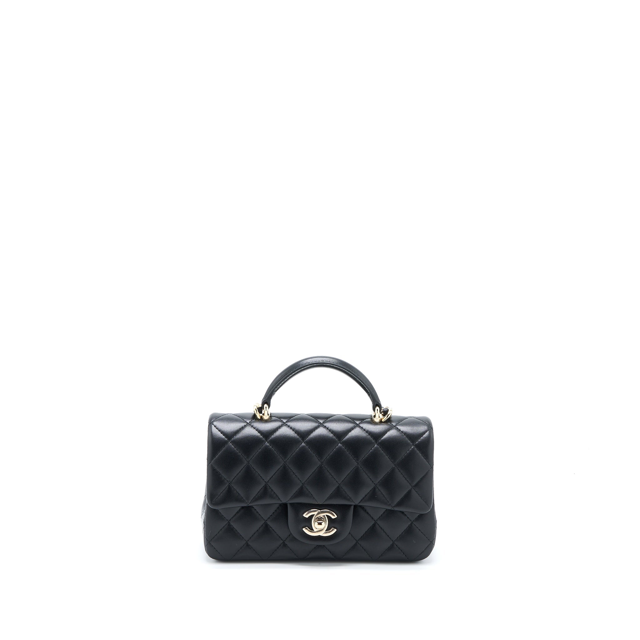 Chanel Top Handle Mini Rectangular Flap Bag Lambskin Black L (Microchip)