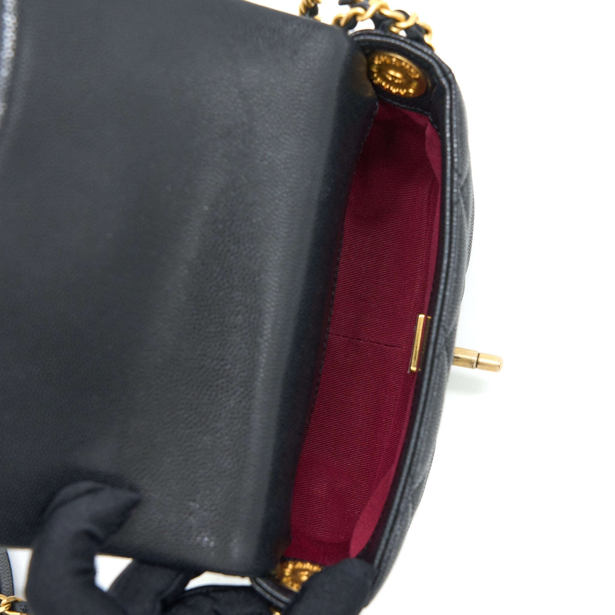 Chanel 22A Square Flap Bag Caviar Black  (Microchip)
