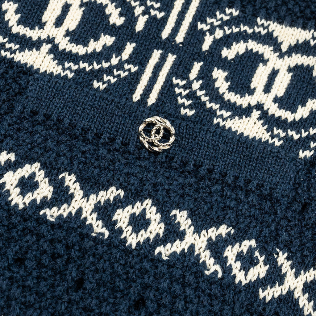 Chanel Size 36 20P CC Logo Pants Paper/Cotton Navy/Ecru