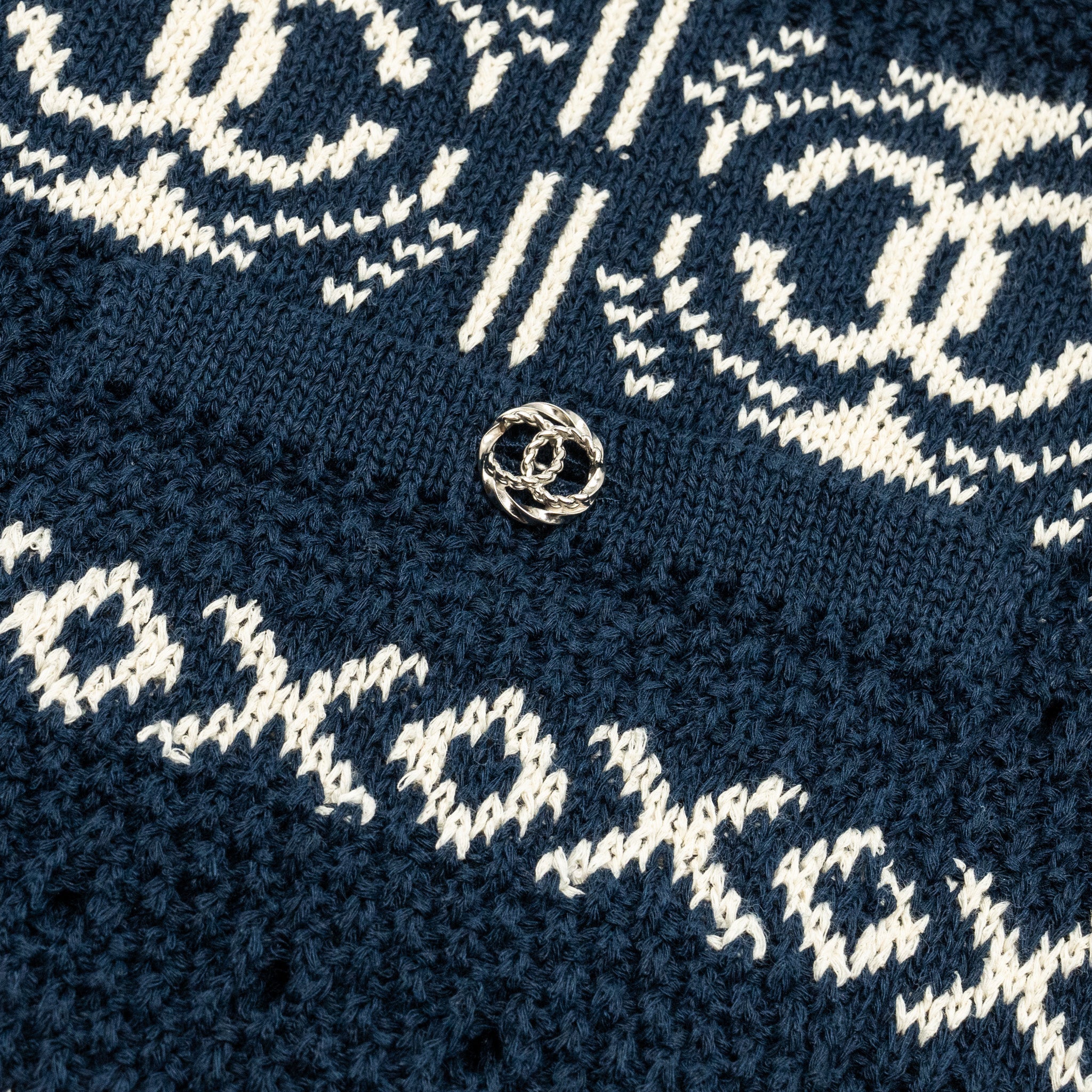 Chanel Size 36 20P CC Logo Pants Paper/Cotton Navy/Ecru