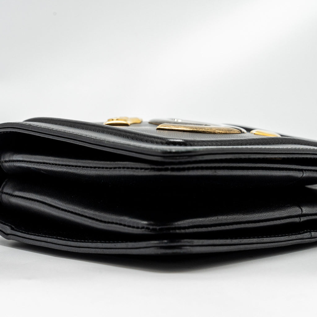 Chanel CC logo square flap bag lambskin black