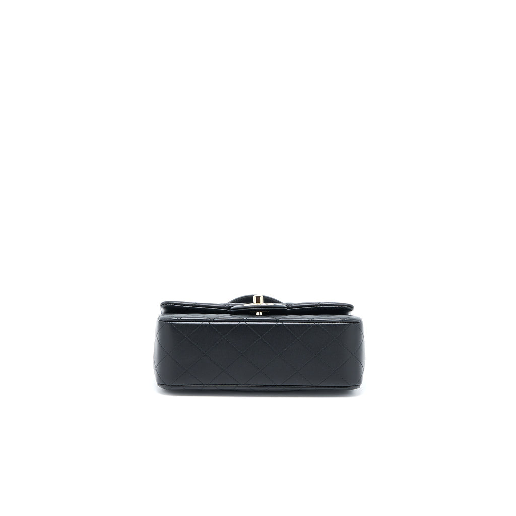 Chanel Top Handle Mini Rectangular Flap Bag Lambskin Black L (Microchip)