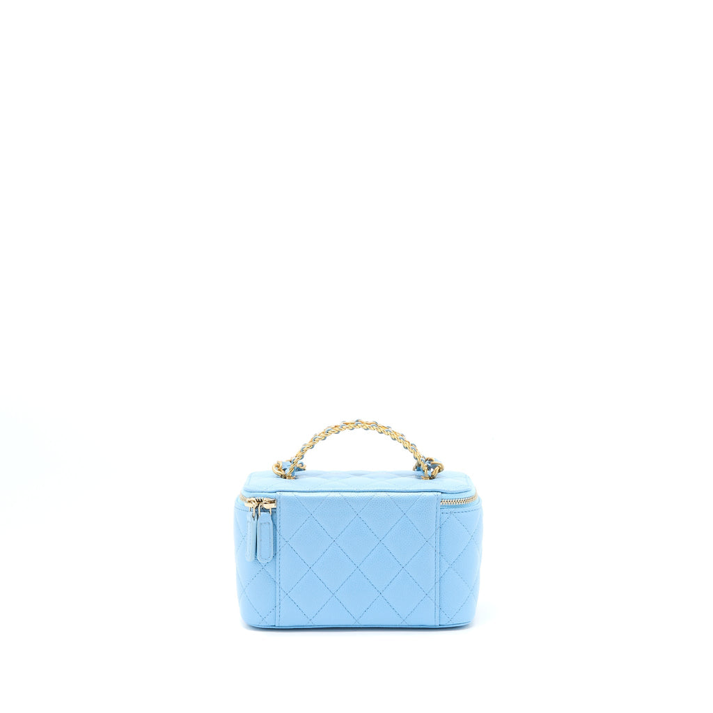 Chanel 22s Letter Top Handle Long Vanity Caviar Blue
