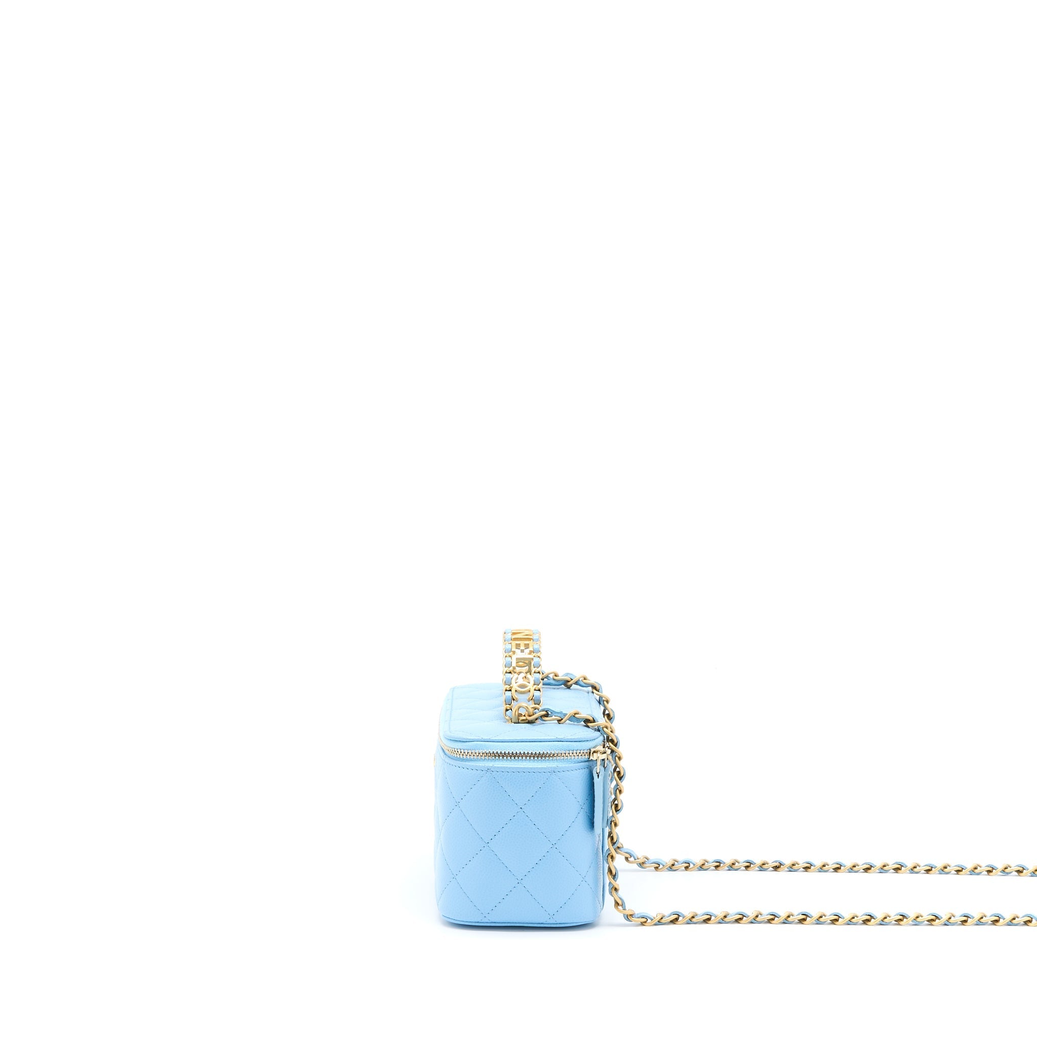 Chanel 22s Letter Top Handle Long Vanity Caviar Blue