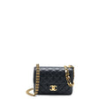 Chanel Seasonal Flap Bag with Detail Chain Lambskin Black Brushed  (Microchip)