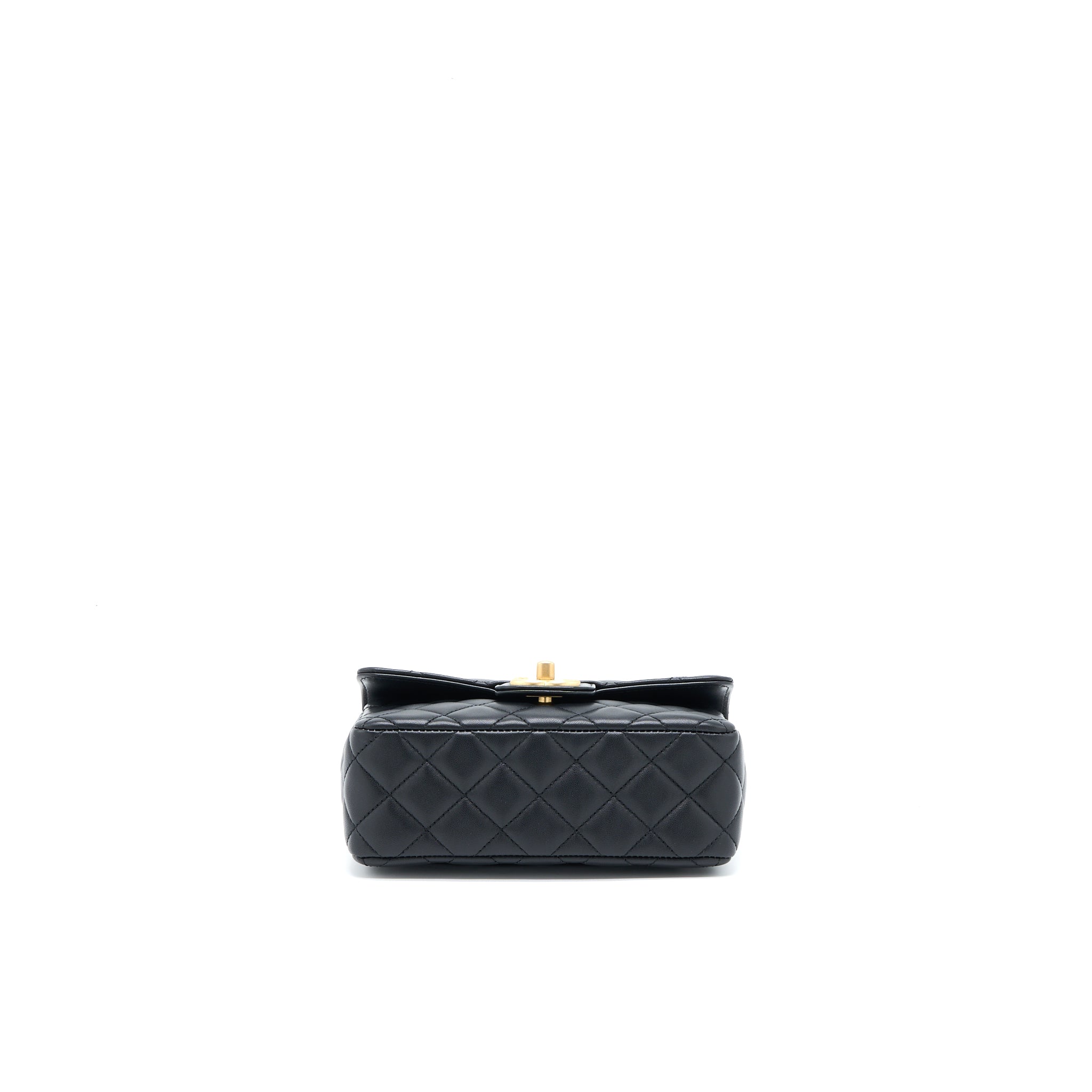 Chanel Seasonal Flap Bag with Detail Chain Lambskin Black Brushed  (Microchip)