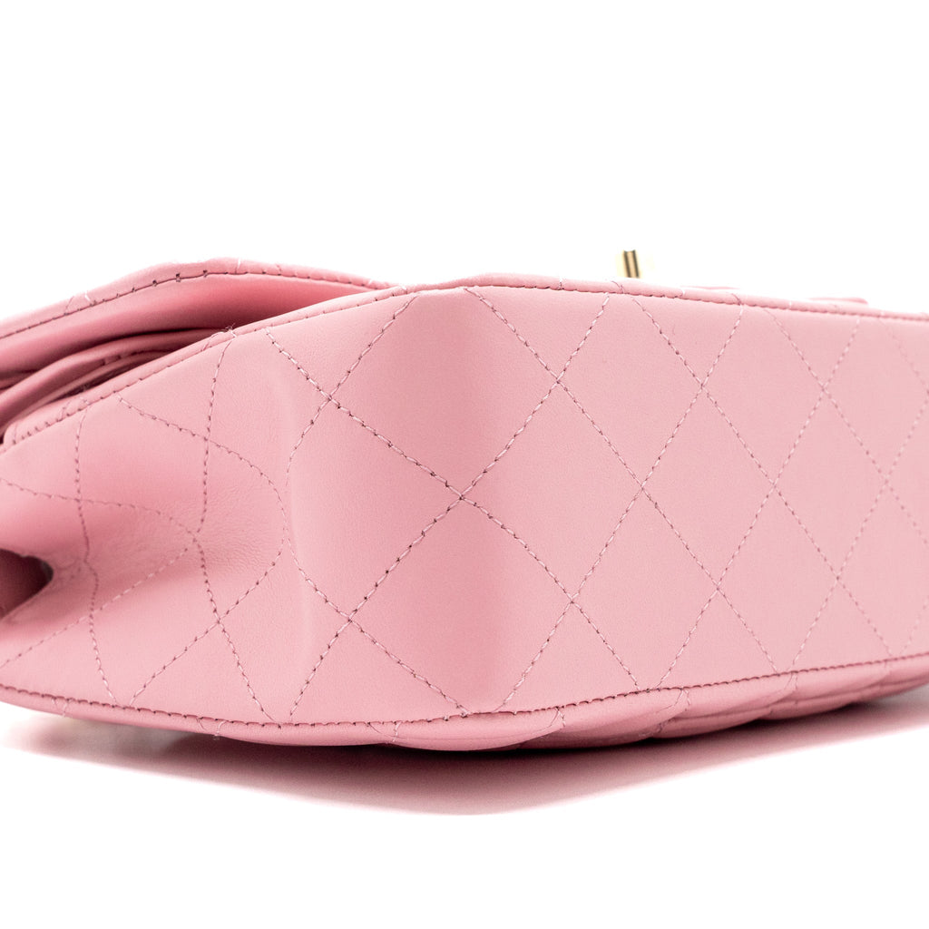 Chanel Small Classic Double Flap Bag Lambskin Pink L(Microchip)
