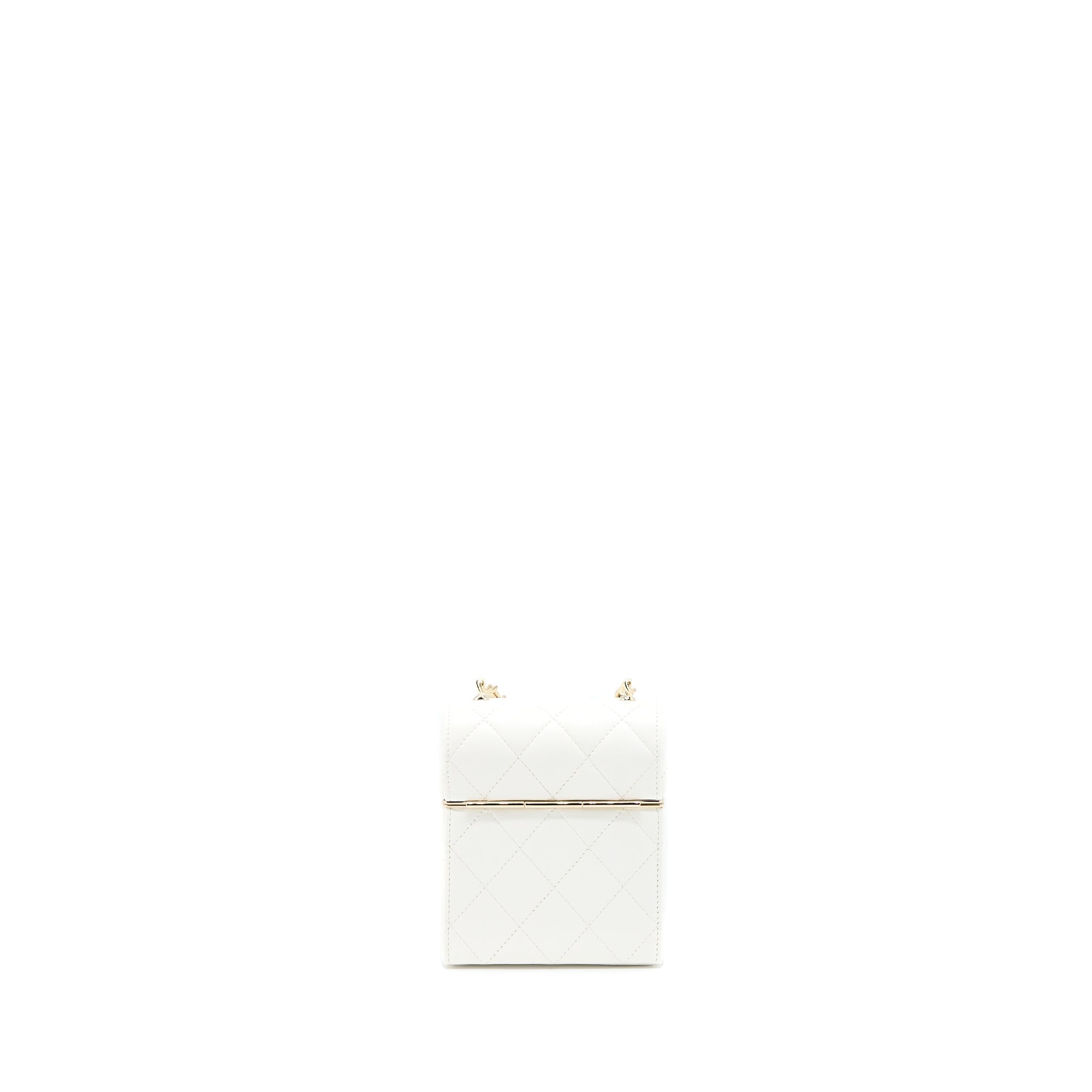 Chanel 22P Quilted Mini Box Vanity With Chain Lambskin White L