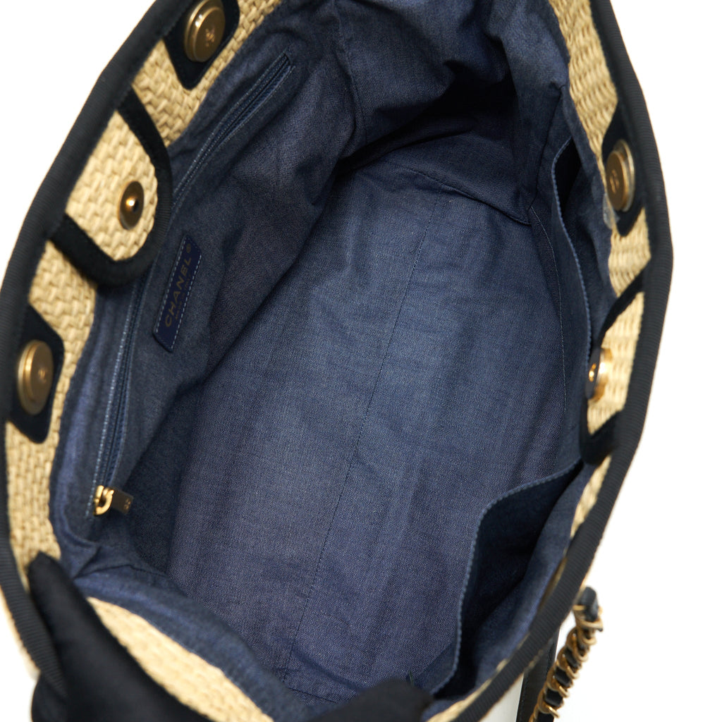 Chanel Gold Raffia Deauville Tote Bag