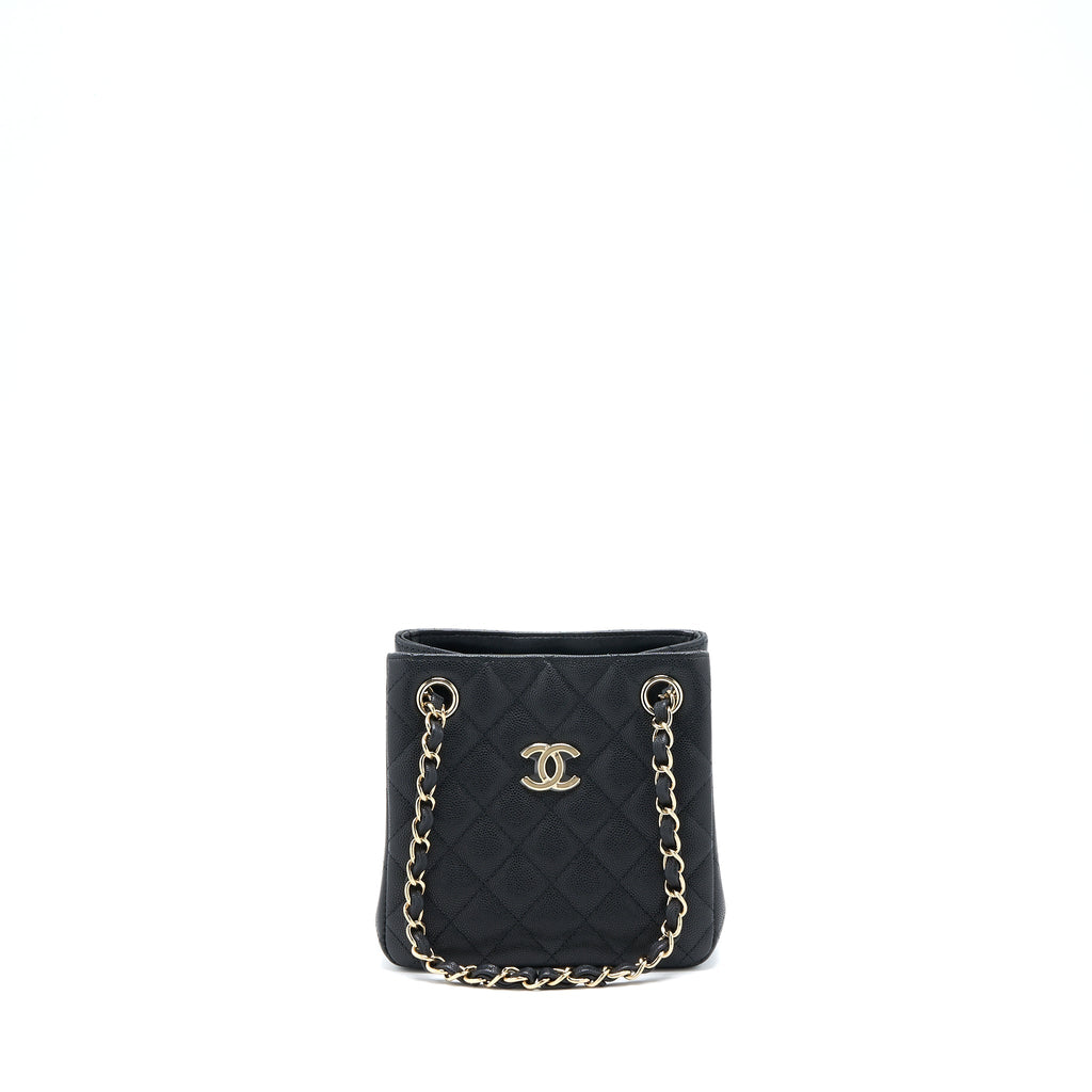 Chanel 22S Mini Bucket Bag Caviar Black L (Microchip)