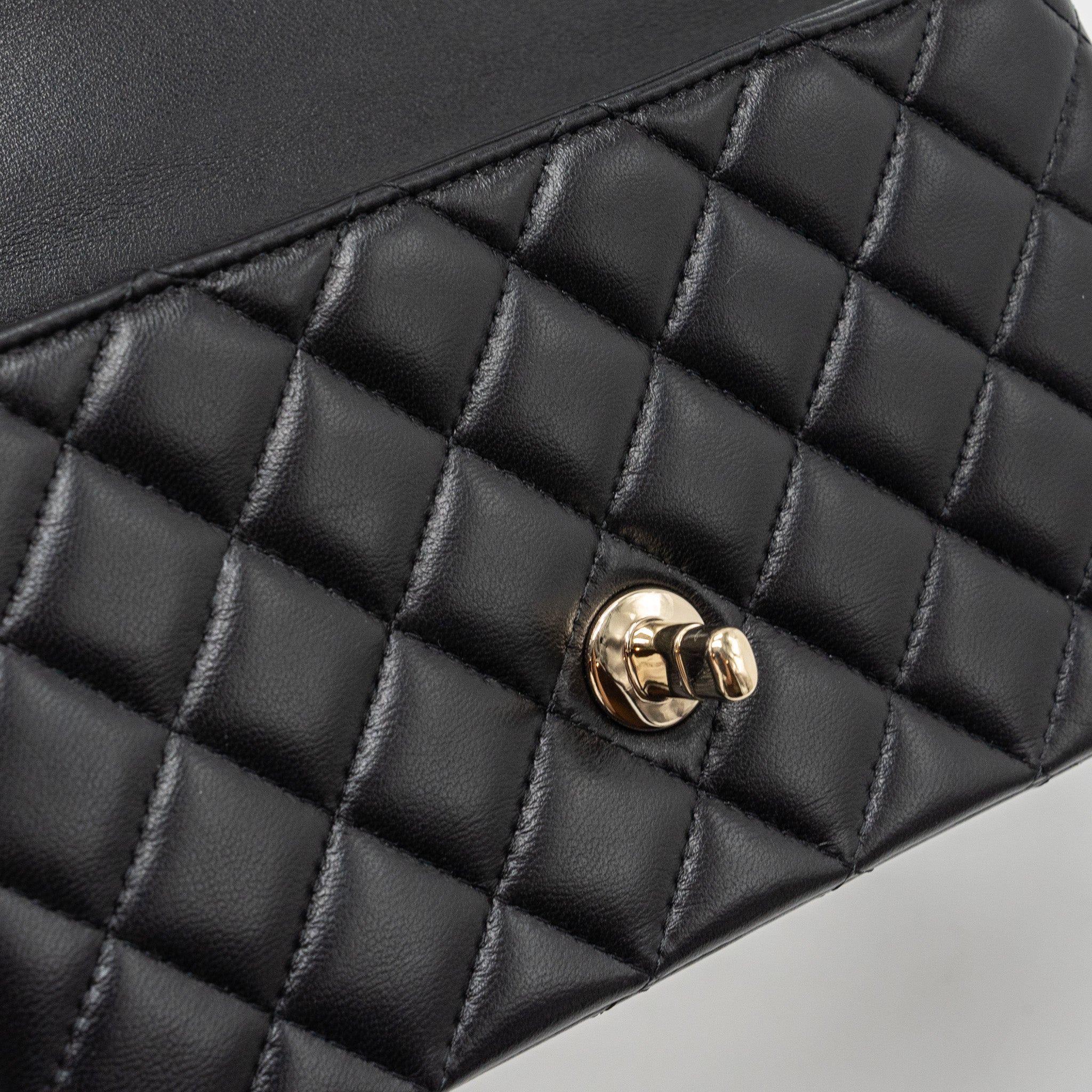 Chanel Top Handle Mini Rectangular Lambskin Black L(Microchip)