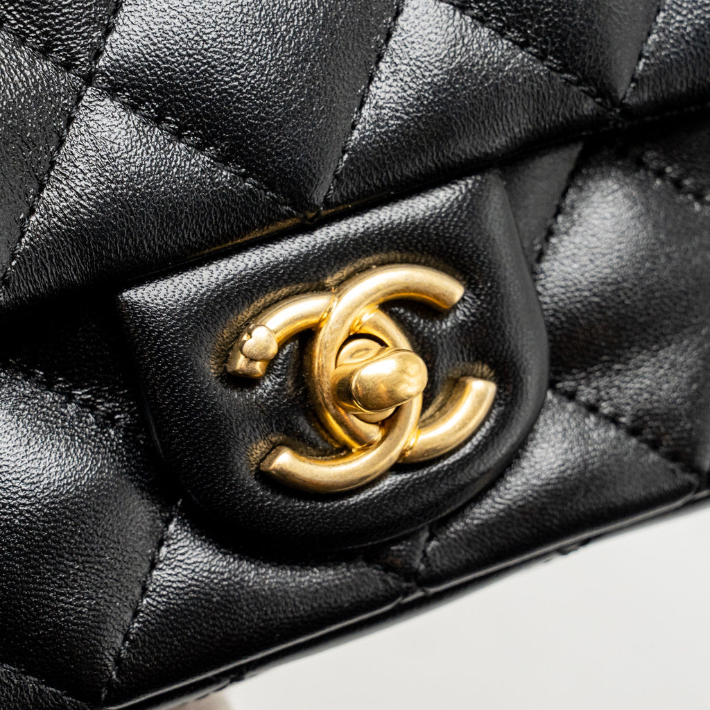 Chanel 25C Coco Love Adjustable Chain Shiny Lambskin Black  (Microchip)