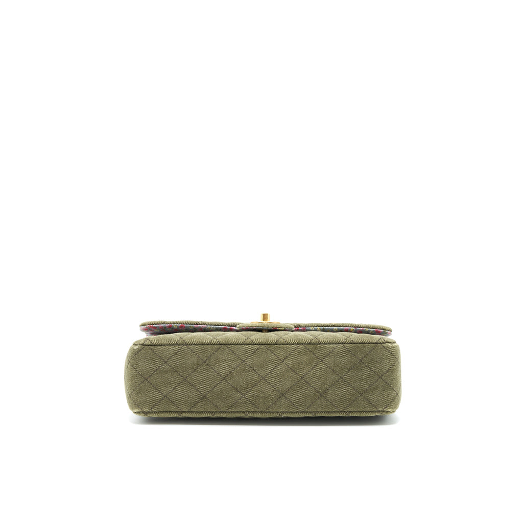 Chanel Cuba Charms Classic double flap Bag Canvas Green