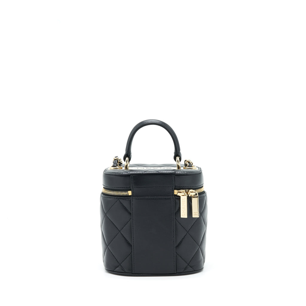 Chanel Trendy CC Round Vanity Case Crossbody Bag Lambskin Black L