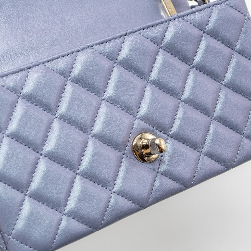 Chanel classic mini rectangular flap bag lambskin iridescent light purple L (microchip)