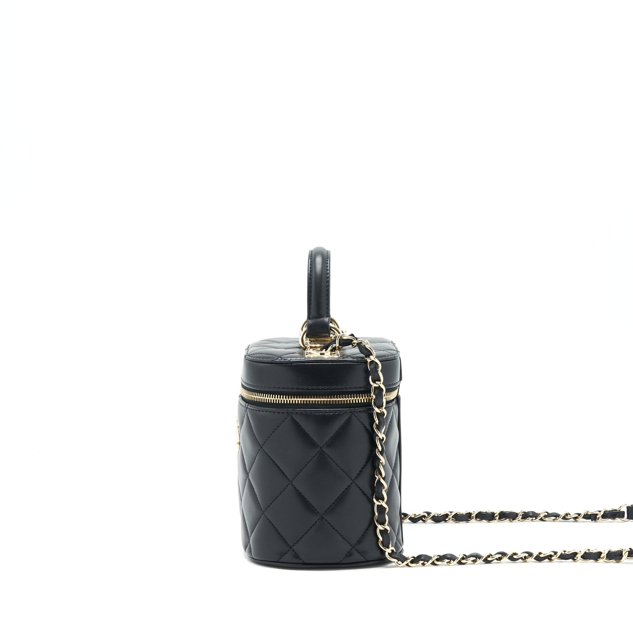 Chanel Trendy CC Round Vanity Case Crossbody Bag Lambskin Black L