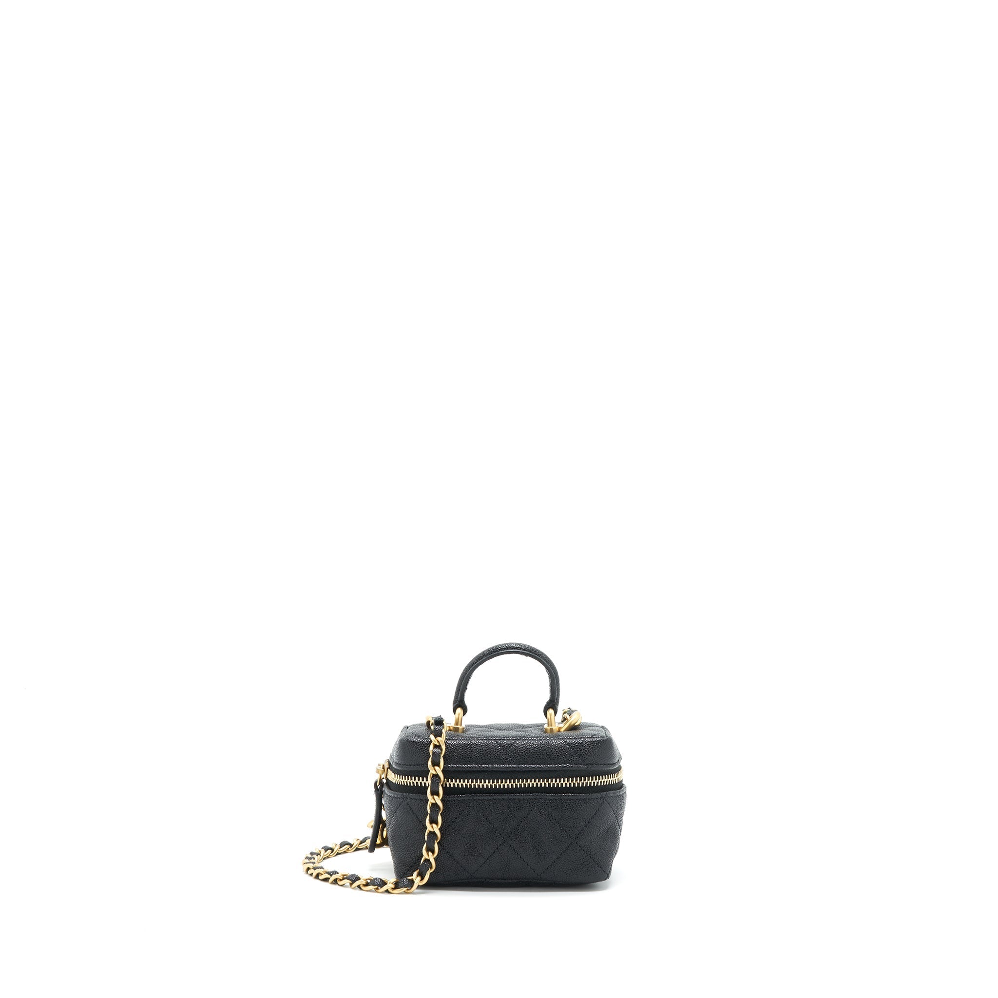 Chanel top handle mini zipper soft Vanity with chain Caviar black