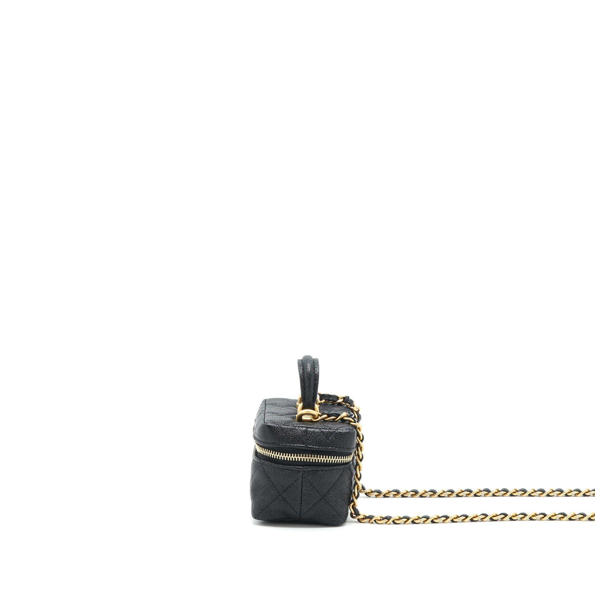 Chanel top handle mini zipper soft Vanity with chain Caviar black
