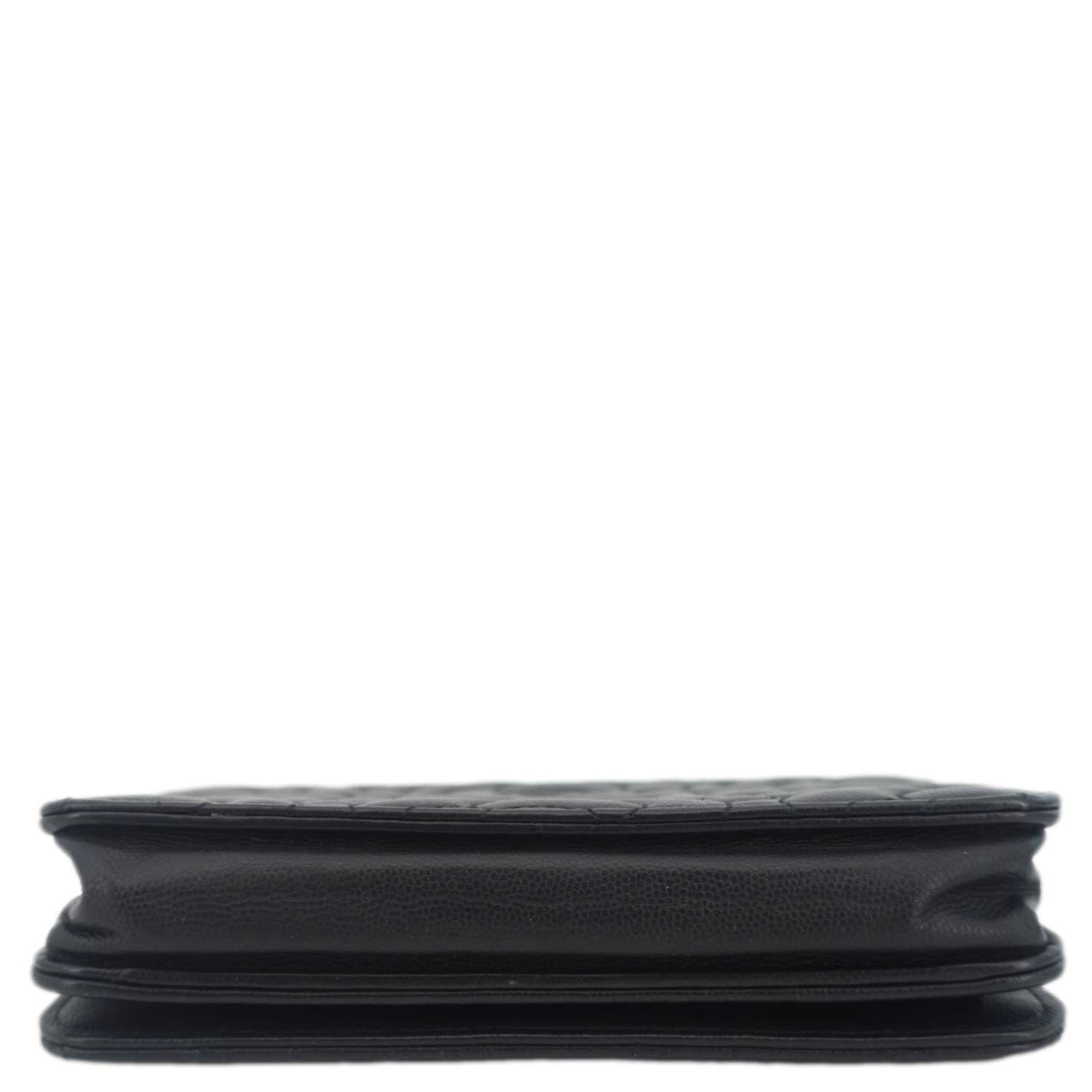 CHANEL Camellia Caviar Leather Wallet on Chain Shoulder Bag Black