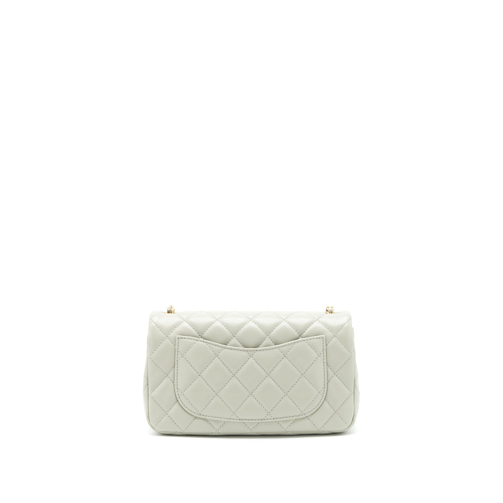 Chanel 22C light Pearl Crush mini Flap Bag Lambskin light Grey