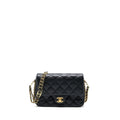 Chanel 23C Mini Flap Bag with CC Logo Chain Grained Calfskin Black  (Microchip)