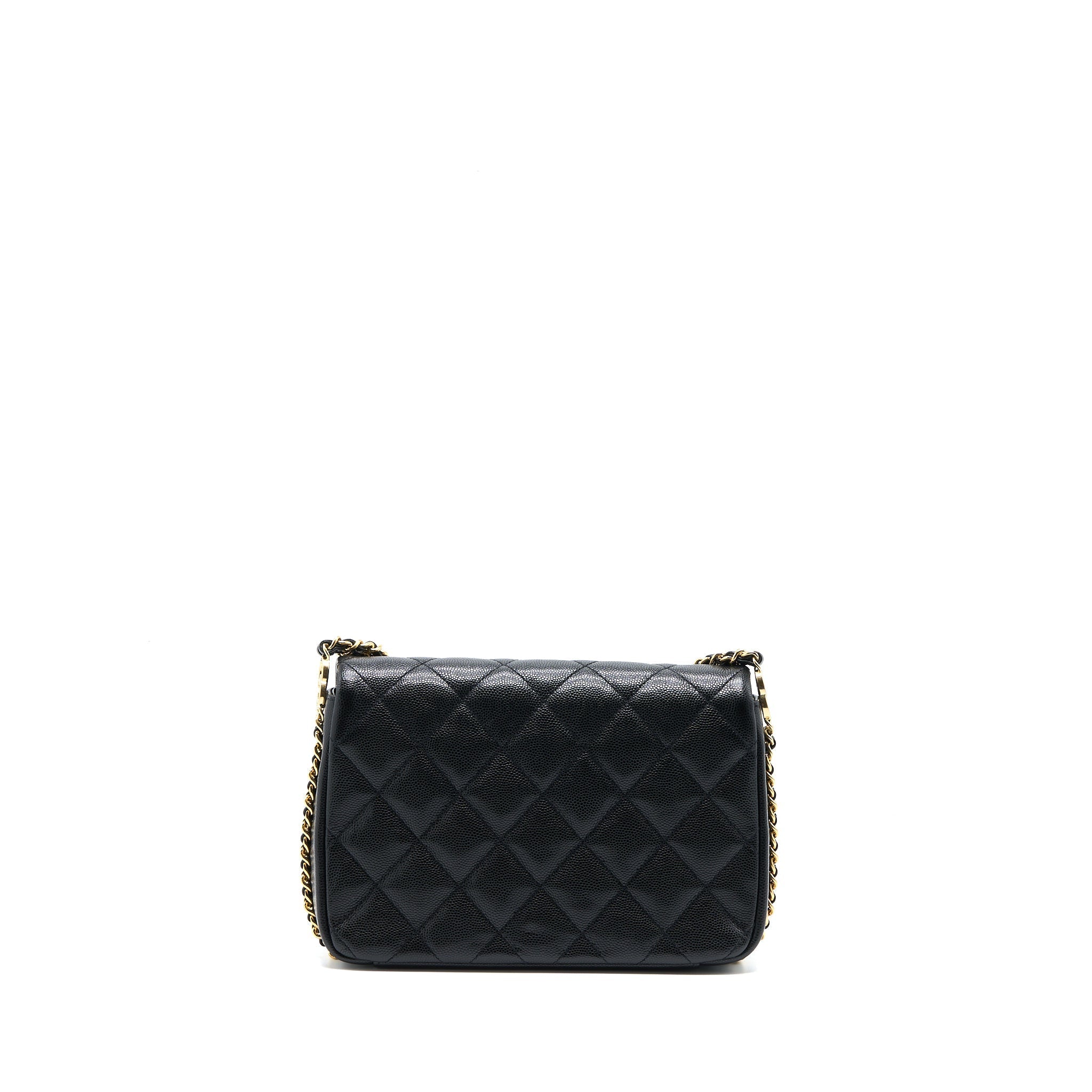 Chanel 23C Mini Flap Bag with CC Logo Chain Grained Calfskin Black  (Microchip)