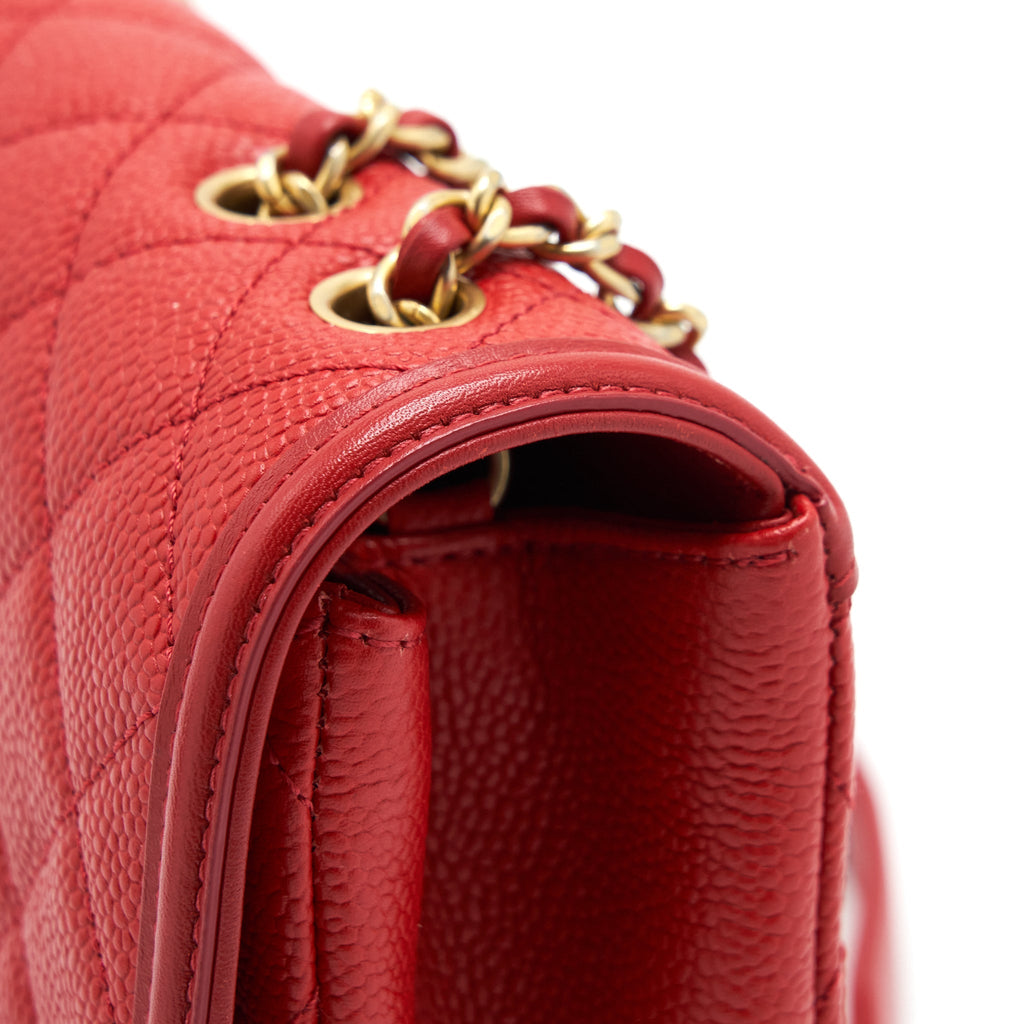 Chanel Filigree Flap Bag Caviar Red
