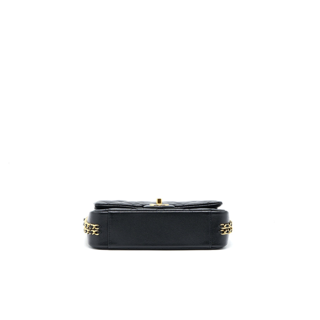 Chanel 23C Mini Flap Bag with CC Logo Chain Grained Calfskin Black  (Microchip)