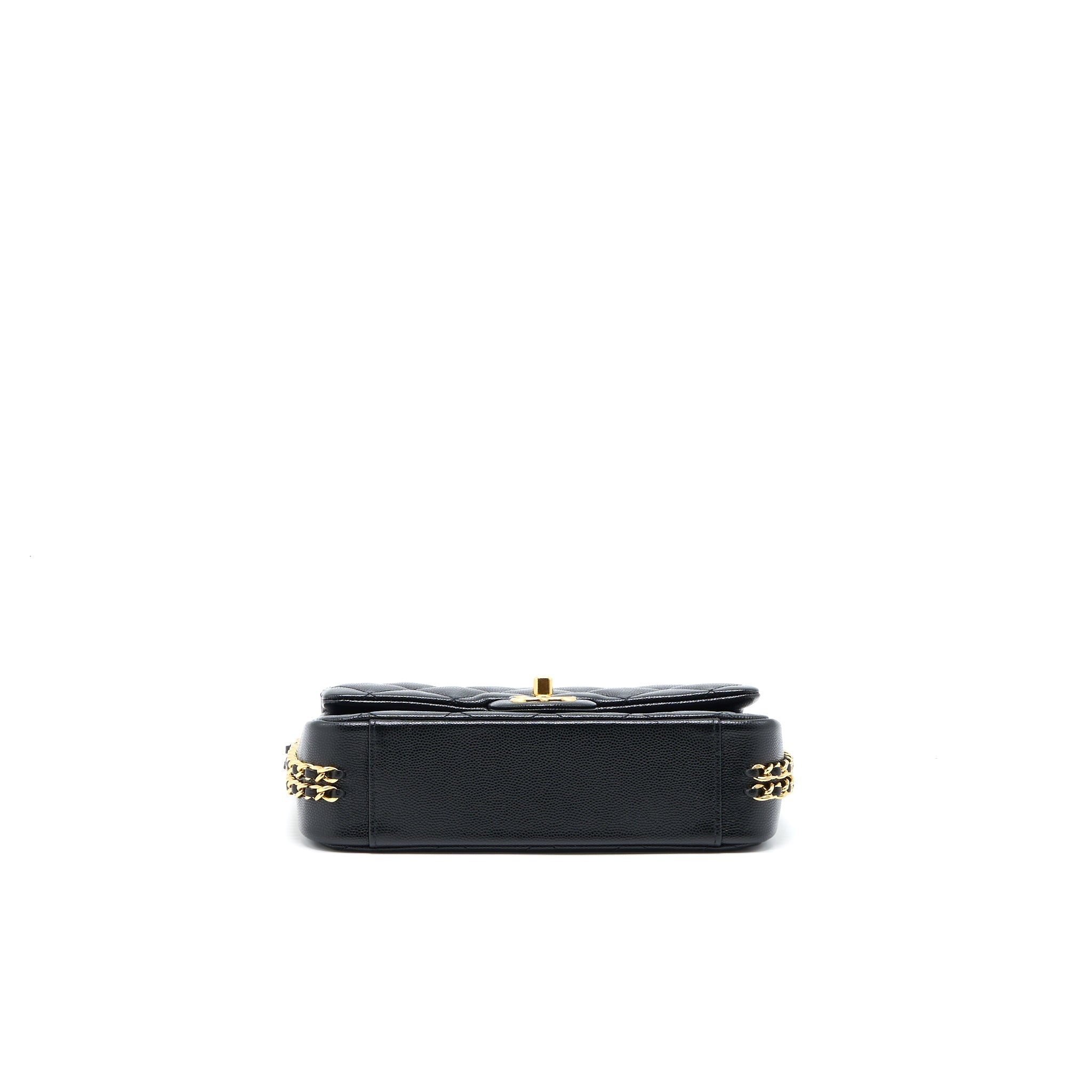 Chanel 23C Mini Flap Bag with CC Logo Chain Grained Calfskin Black  (Microchip)