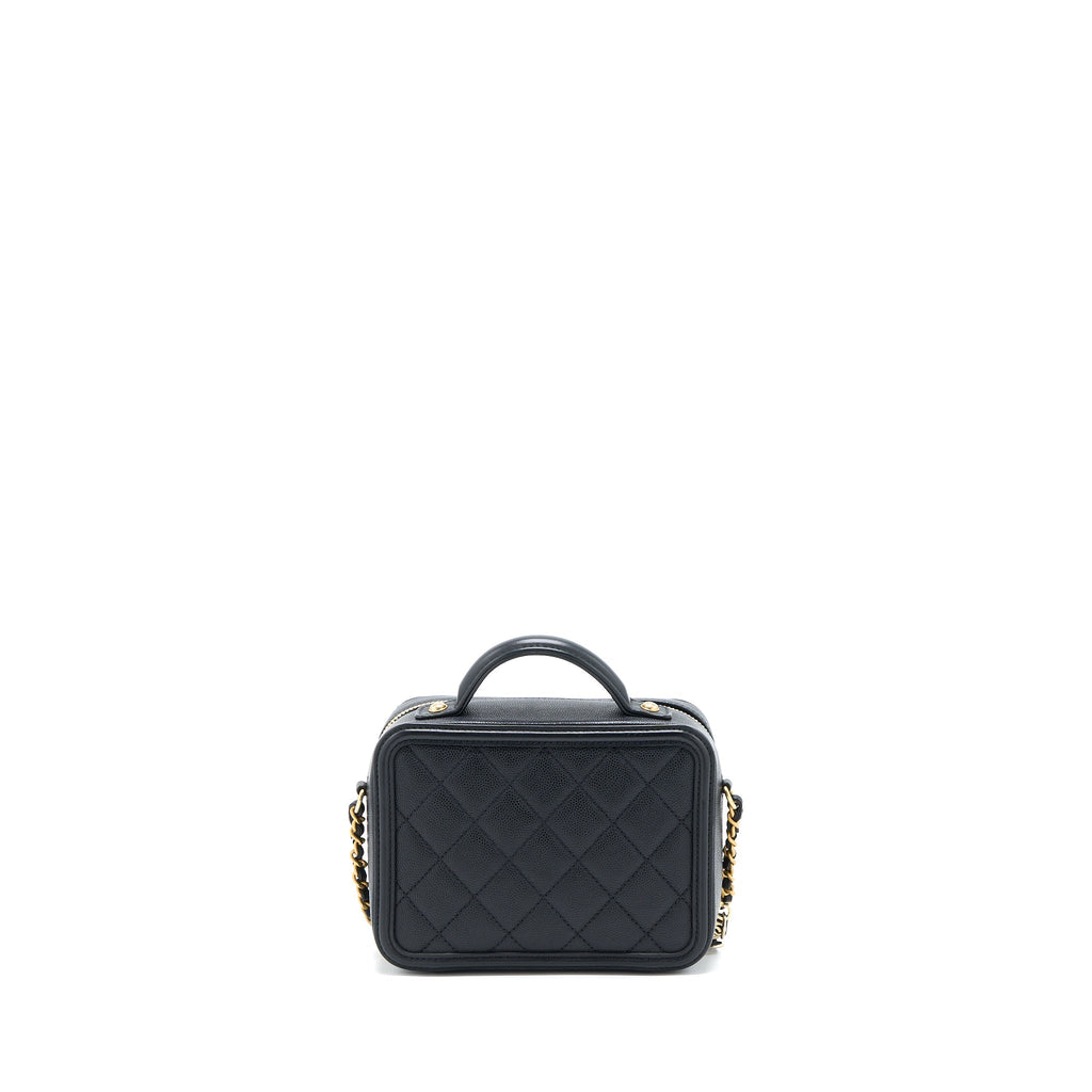Chanel Filigree Vanity Case Caviar Black