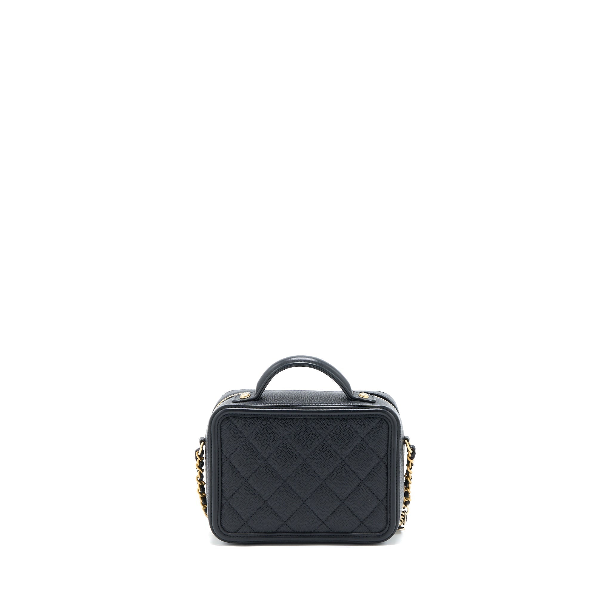 Chanel Filigree Vanity Case Caviar Black